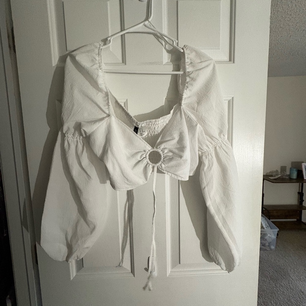 White long sleeve crop top